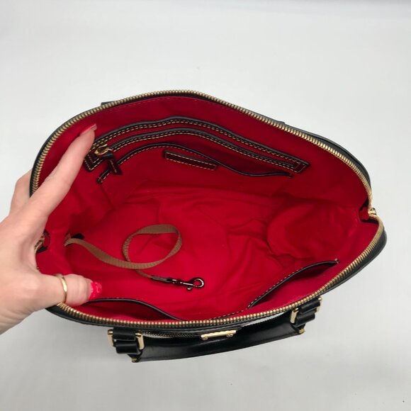 Dooney & Bourke Black Monogram Leather DB75 Satchel Bag - Picture 10 of 11